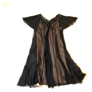 Cocktail dress. Sheer navy blue nude lining. 10